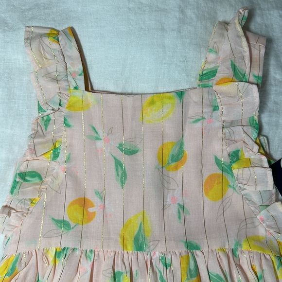Oshkosh Lemon Print Ruffle Sleeve Flutter Dress - Picture 4 of 10